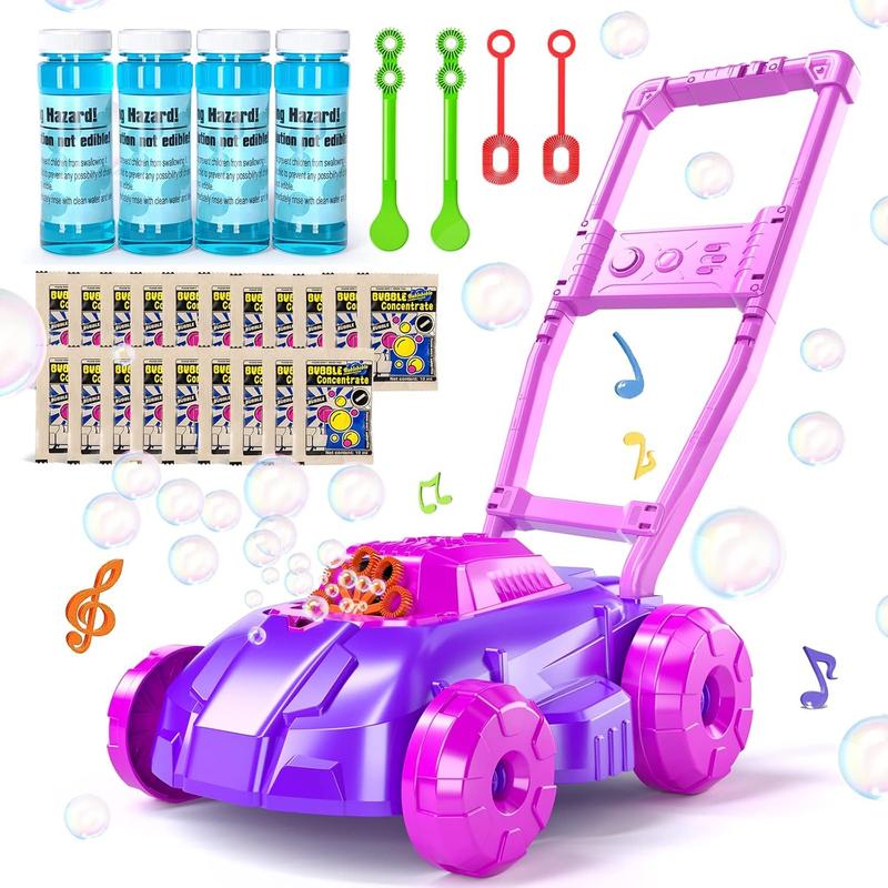 Pink Bubble Lawn Mower Bubble Machine Outdoor Outside Toys Suitable as Christmas gifts, birthday gifts