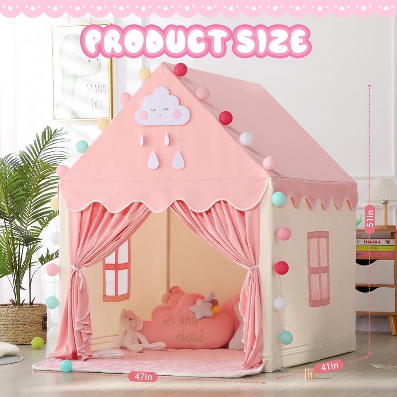 Sumbababy Princess House Tent for Girl, Fairy Princess Castle Playhouse, Perfect Gift Indoor Outdoor Toy Fun Game with Star Light Large forkids