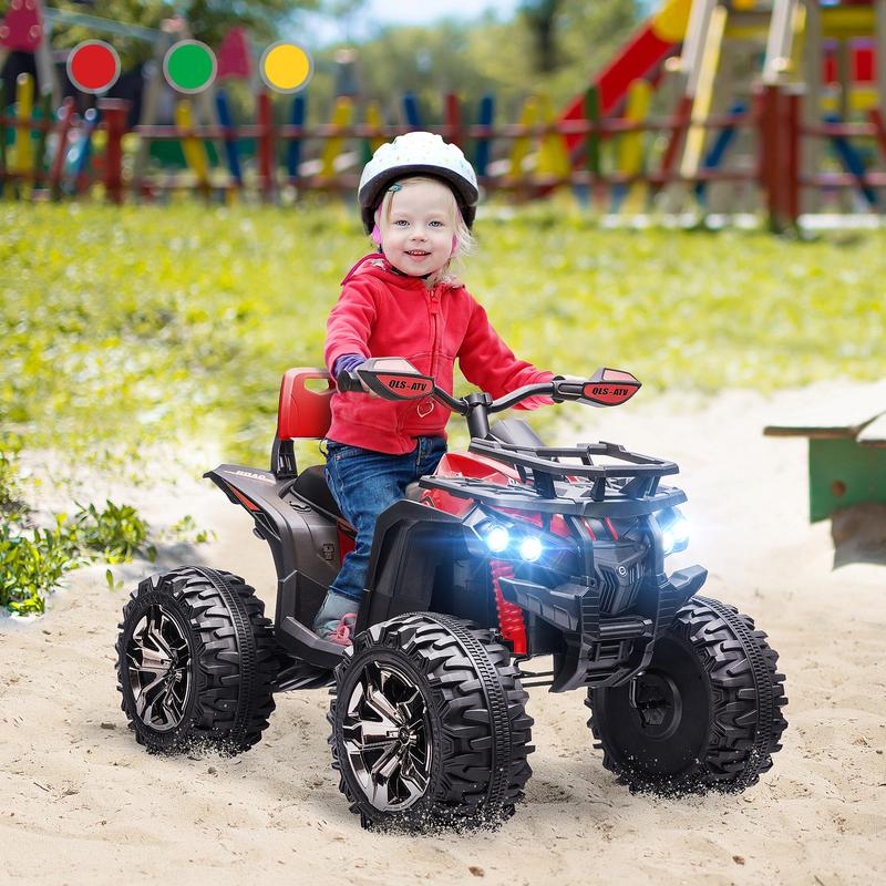 Aosom 12V Kids ATV Quad Car, Battery-Powered Four Wheeler for Kids with Music, Headlights