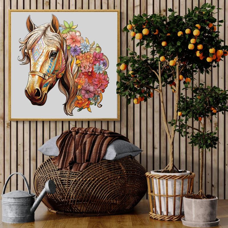 Gentle Horse Wooden Jigsaw Puzzle with Unique Shape