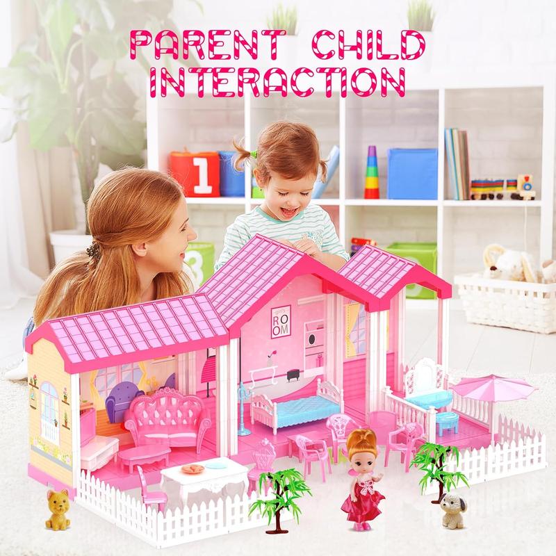 Dollhouse, Dollhouses Gifts for Girls, Doll House Playhouse Toys, 5 Stories 15 Rooms Doll Houses Dolls House for 4 5 6 7 8 9 10 Year Old Girls