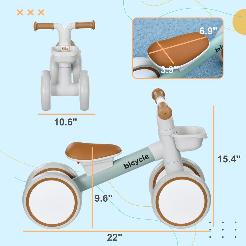 Qaba Balance Bike for Toddlers 1-3 Years, Baby Balance Bike with Adjustable Seat, Silent Wheels, No Pedal Bike for Boys and Girls