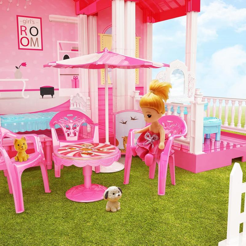 Dollhouse, Dollhouses Gifts for Girls, Doll House Playhouse Toys, 5 Stories 15 Rooms Doll Houses Dolls House for 4 5 6 7 8 9 10 Year Old Girls