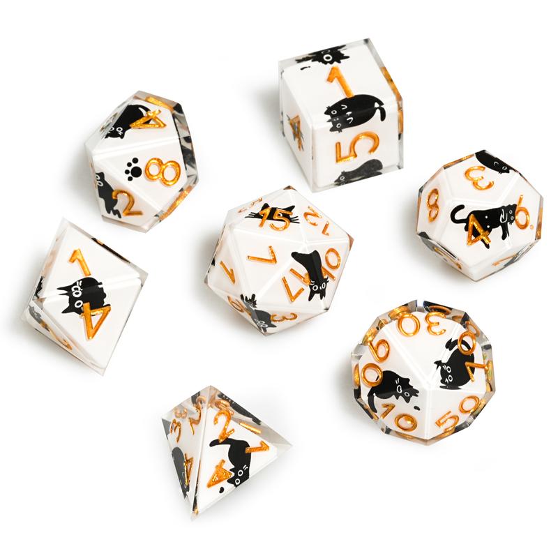 Bear Dice Cute Cow Cat Polyhedral Resin Dice Set of 7 dice