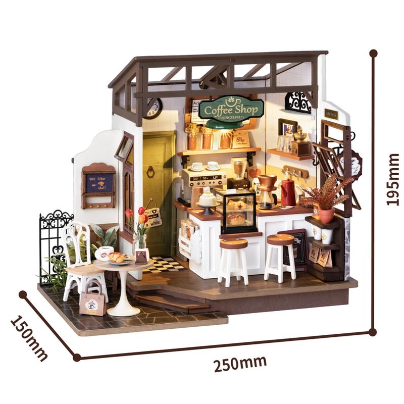 Rolife Flavory Café Miniature Dollhouse Kit with LED Lights - DIY Crafts for Adults, Birthday Gifts and Hobbies