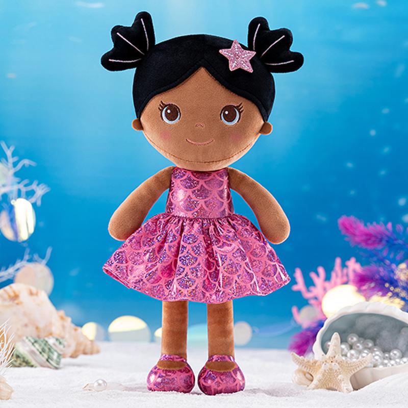 Plush Merpeople Doll Toys Baby Girl Gift Christmas Gifts for 0 to 6 Years Girls with Fuchsia Pink Dress 12 inches