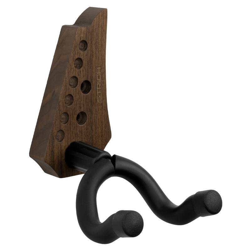 STRICH Guitar Wall Mount, Walnut Base, U-Shaped Hanger with Screws for Electric, Acoustic Guitar, Banjo, Bass (1-Pack)