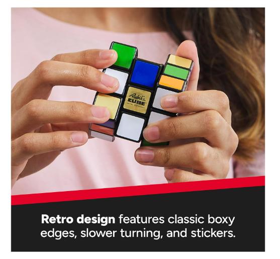 Rubik’s Cube, Special Retro 50th Anniversary Edition, Original 3x3 Color-Matching Puzzle Classic Problem-Solving Challenging Brain Teaser Fidget Toy, for Adults & Kids Ages 8+