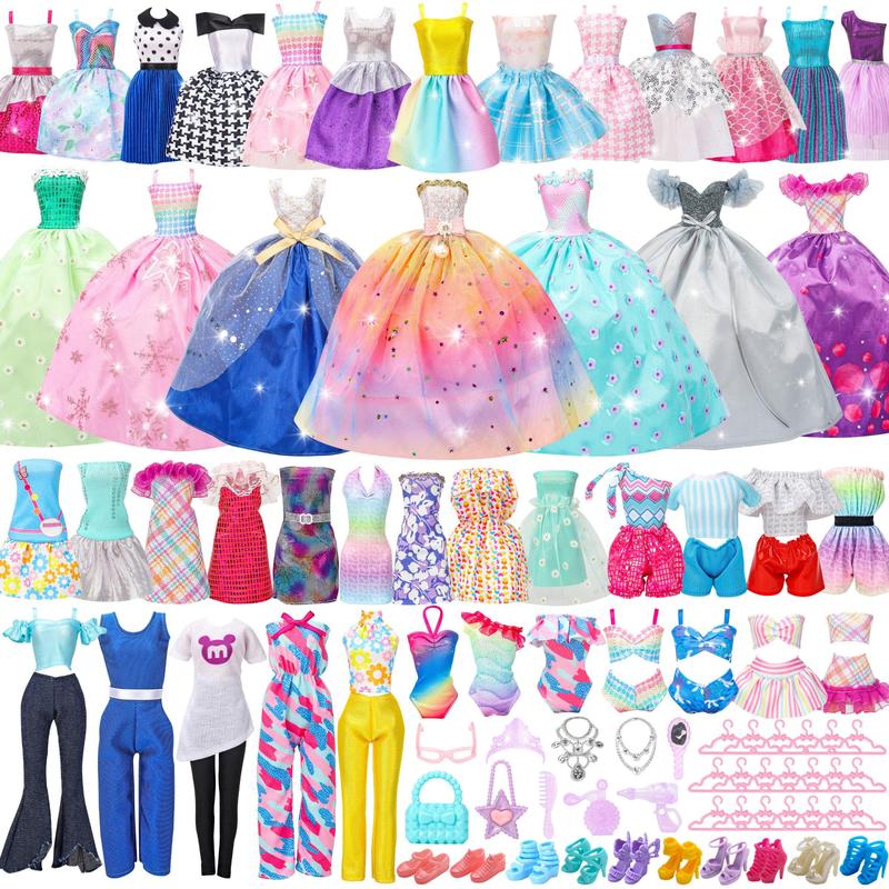 Doll Clothes and Accessories Set, 52pcs set Random Doll Clothes & Accessories, Doll Accessories for Girls, Birthday Gift for Girls