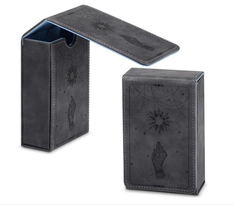 PU Leather Tarot Cards Case Moon Design Playing Cards Holder Tarot Deck Protective Case for Most Standard Size Tarot Cards