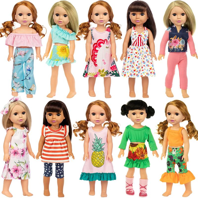 10 Sets Fashion 14.5 Inch Girl Doll Clothes and Party Dress for 14 - 14.5 Inch Doll Clothes Outfits and Accessories（No doll)