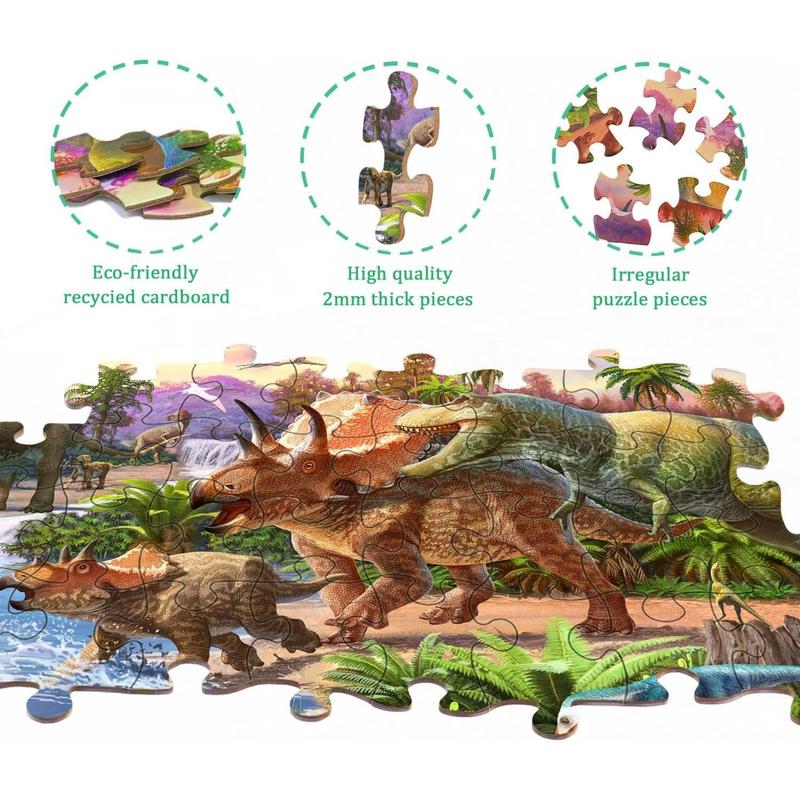 Dinosaur Puzzles for Kids Ages 4-8 Year Old - World of Huge Dinosaurs,2 Packs 60 Pieces Jigsaw Puzzle for Toddler Children Learning Educational Puzzles Toys for Boys and Girls.