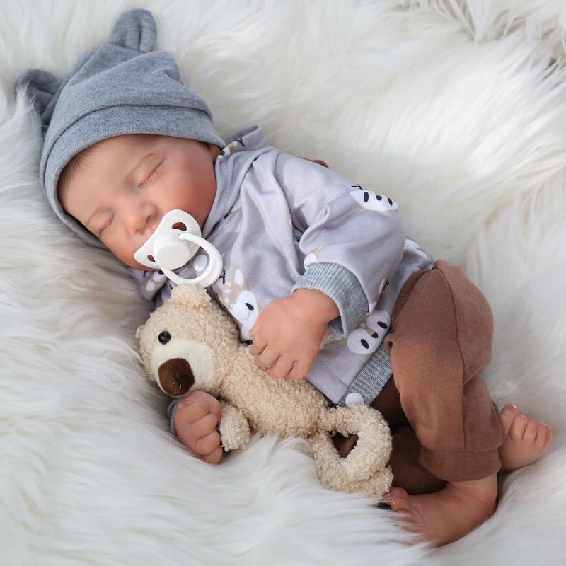 Wooroy Realistic Reborn Baby Dolls Boy - 18 Inch Lifelike Baby Doll Levi Real Life Baby Dolls That Look Real Soft Weighted Sleeping Newborn Baby Dolls Gift Toy for Age 3+, Birthday Gift, Girl Gift, Kids Gift, Big Sister Gift