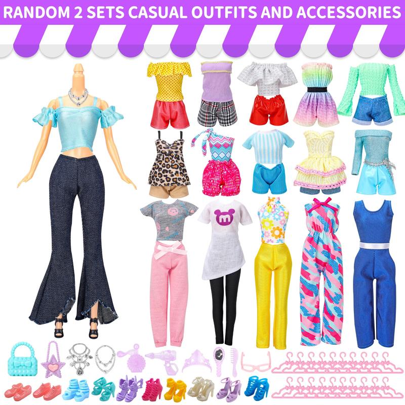 Doll Clothes and Accessories Set, 52pcs set Random Doll Clothes & Accessories, Doll Accessories for Girls, Birthday Gift for Girls