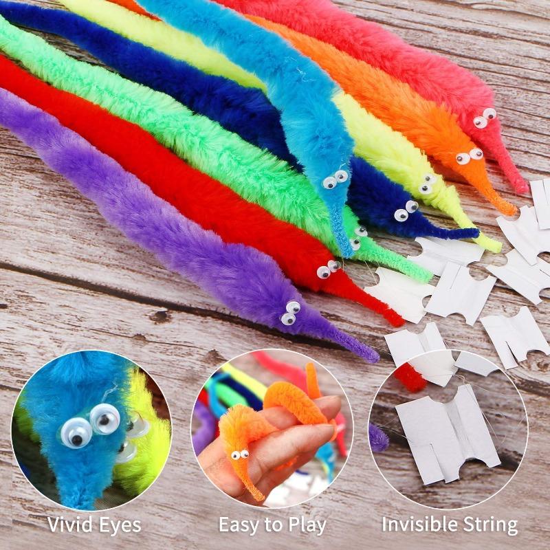 Children's fun worm magic props beginners party trick toys with invisible thread