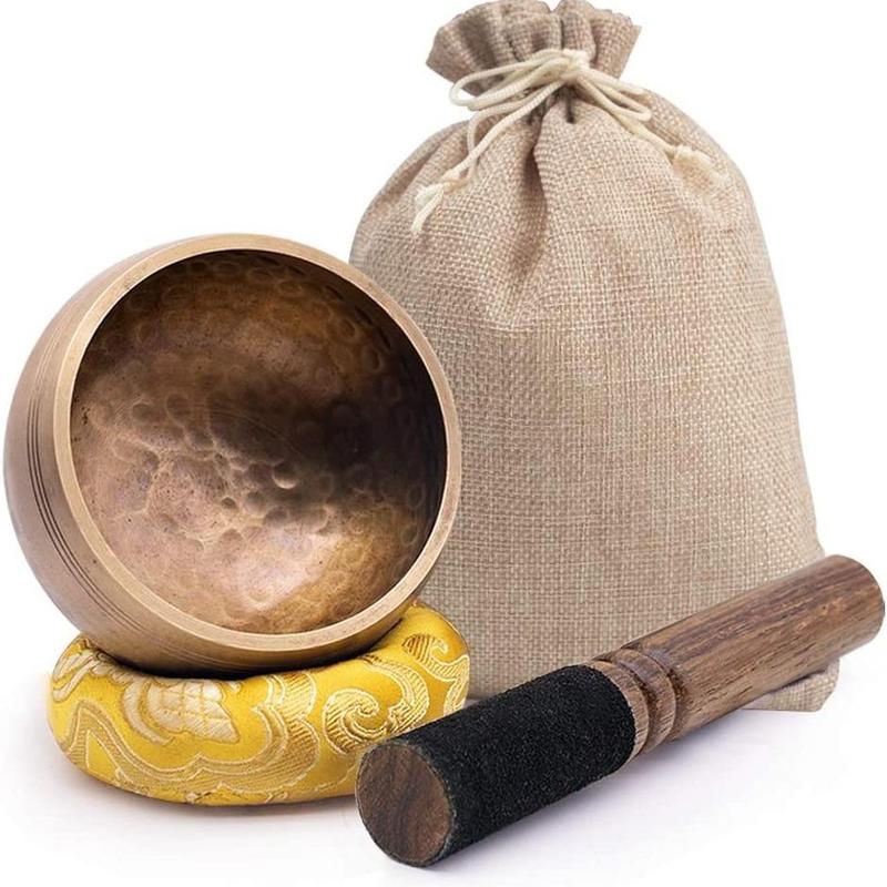 Handmade Meditation Sound Bowl, 3pcs set Anxiety Relief Device, Yoga, Meditation, Positive Thinking & Stress Relief Instrument Bowl Set, Travel Yoga Supplies