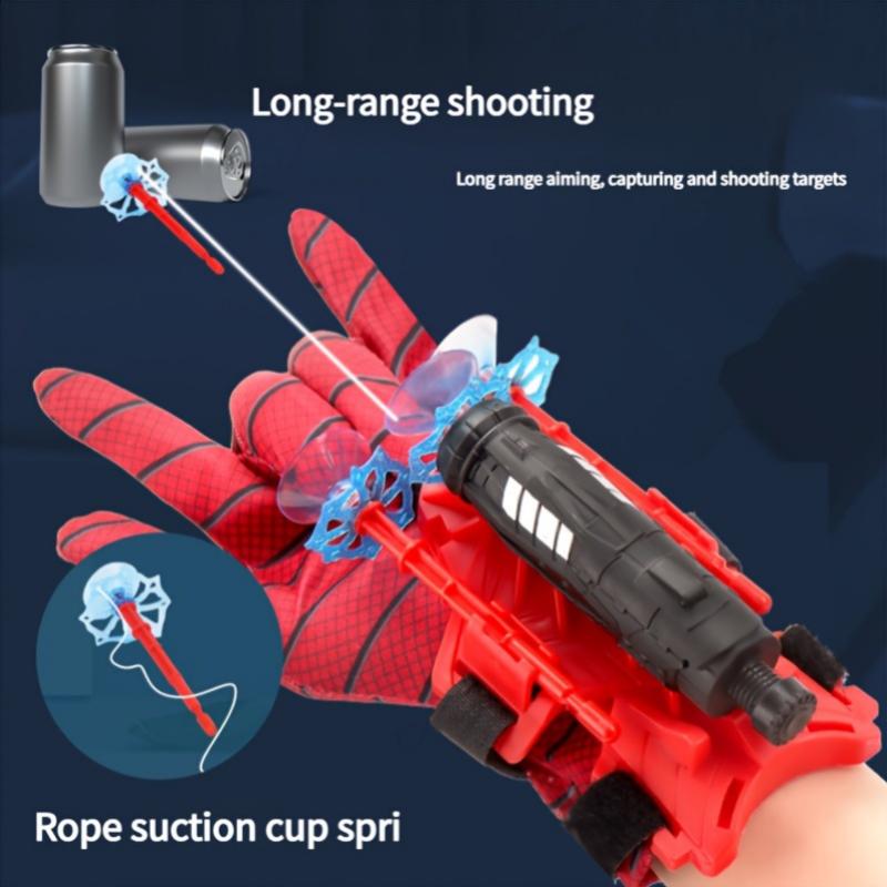 Superhero Role Play Spider-Shooter Toy, Interactive Game, Soft Projectile Launcher, Suitable for Ages 3-6, Red, with Pretend Play for Kids, for Halloween, Christmas Gift