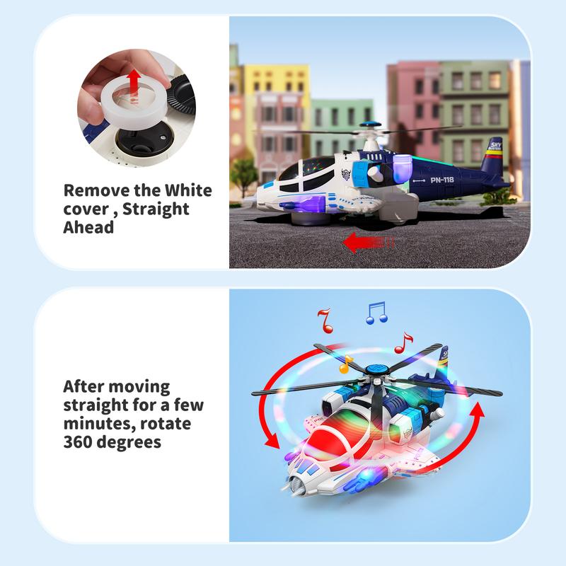 Geyiie Kids Play Helicopter Toys for Boys, Airplane with Lights and Sounds, 360°Freedom and Auto-Steering, Gifts for Toddler Birthday Party Favors