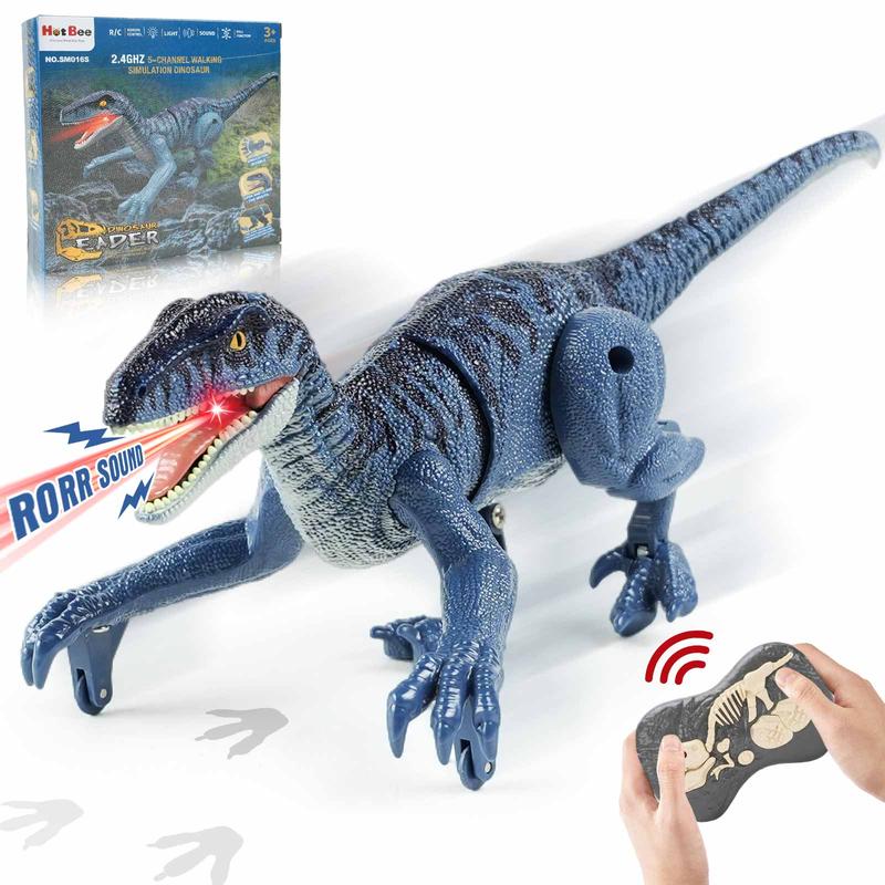 Remote Control T-Rex Dinosaur with Light & Sound–Exciting RC Spinosaurus & Walking Velociraptor Toy Set for Kids, Realistic Roars and Thrilling Action