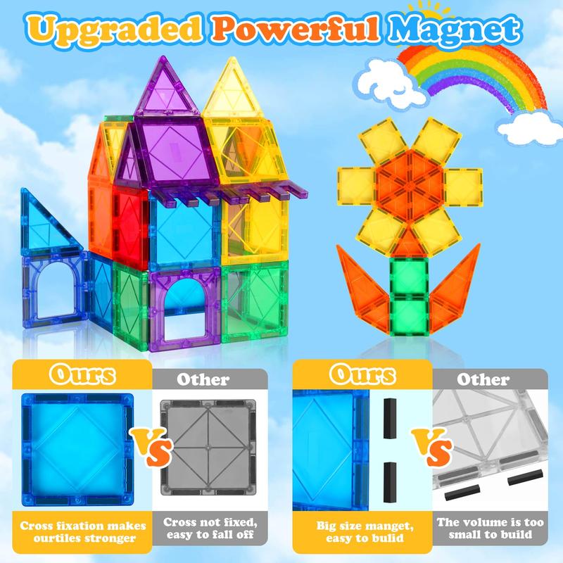 Magnetic Tiles Kids Toys, Magnetic Tiles for Kids Ages 3-5 5-7 Years Old, 3D Magnetic Building Blocks STEM Learning Construction Toys for Boys Girls