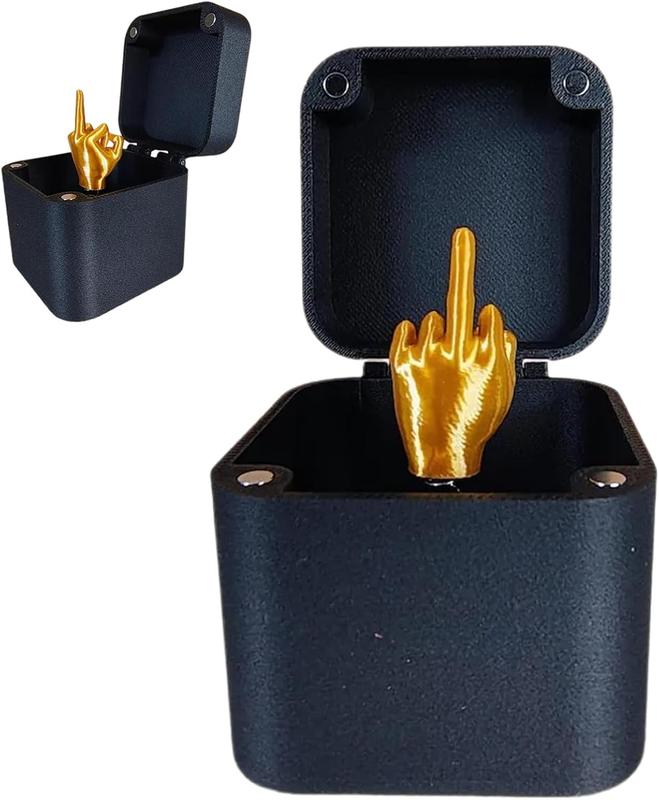 Middle Surprise Finger Gift Box, Finger Middle in a Box, Annoying Gift Box, Gag Gift Box, Spoof Hand Prank Pop Up Gift with Box for Adults, Funny Prank Gift Box Christmas Decor Gifts (Golden, 1Pc)