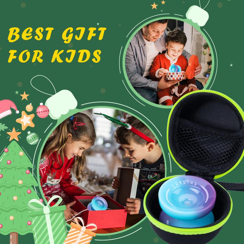 Crystal Yoyo K2 - Professional Responsive Yoyo for Kids Beginners, Dual Purpose Yo-Yo for adults Advanced + Extra Unresponsive Yoyo Bearing + 12 Yo Yo Strings+Storage Bag + Removal Tool ( Blue Purple)