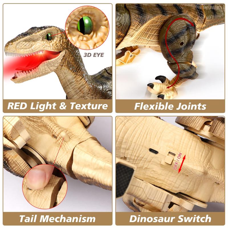 Remote Control T-Rex Dinosaur with Light & Sound–Exciting RC Spinosaurus & Walking Velociraptor Toy Set for Kids, Realistic Roars and Thrilling Action