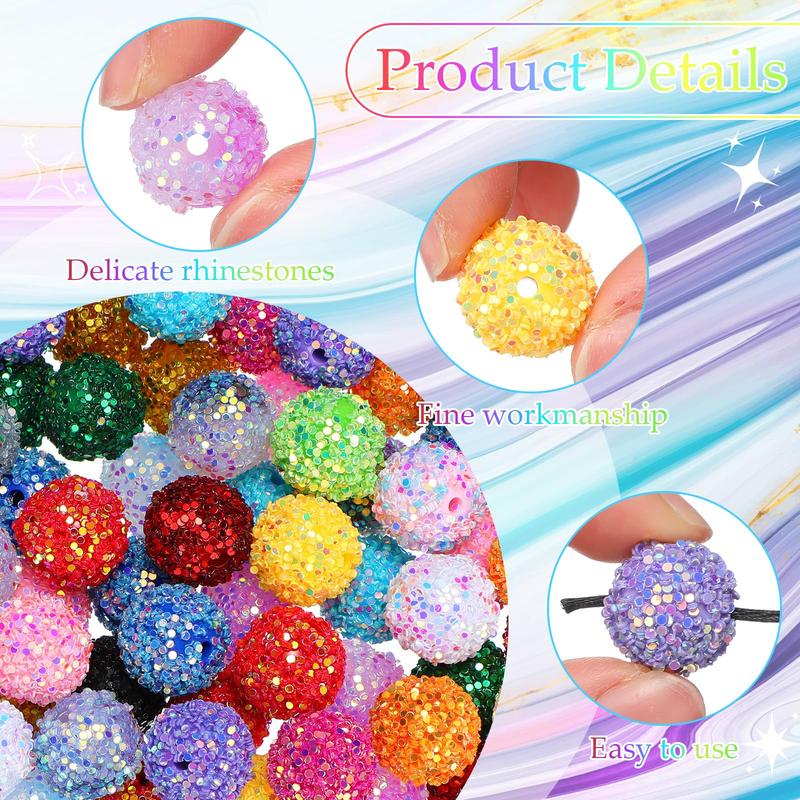 16mm Crystal Beads Glitter Beads for Making Jewelry, 10pcs DIY Handmade Bead Bracelet Pendant Pen Key Chain, Special Decorative Accessories(Random Color), Christmas, Christmas Gift