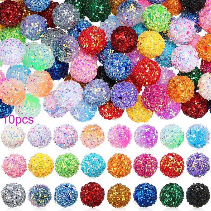 16mm Crystal Beads Glitter Beads for Making Jewelry, 10pcs DIY Handmade Bead Bracelet Pendant Pen Key Chain, Special Decorative Accessories(Random Color), Christmas, Christmas Gift