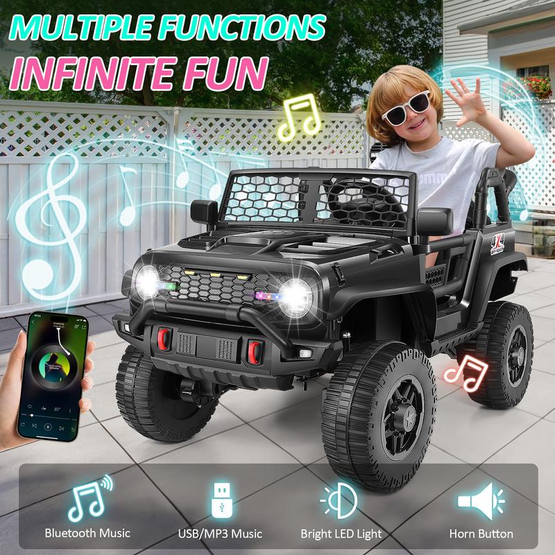 Hikole 24V Ride on Jeep, w Remote Control, 400W Power Electric SUV, Wide Seat for 2 Kids, Ride on Toys for Boys&Girls,  Colorful Lights