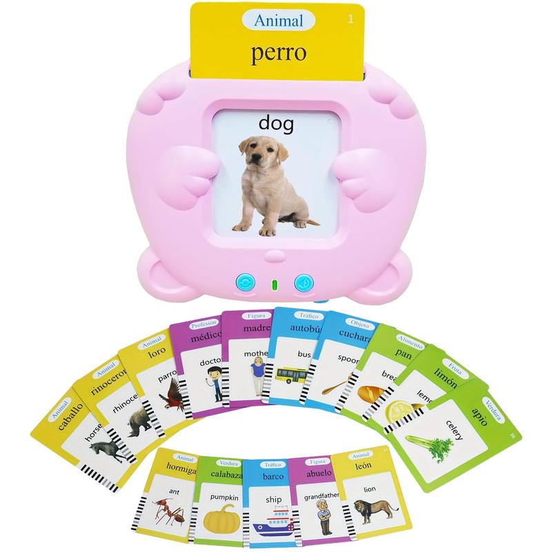 Spanish & English Talking Flash Cards Bilingual Learning Toys, Pocket Speech Toys Montessori Educational Learning Tools Interactive Toys with 224 Sight Words Christmas Gifts for Boys Girls