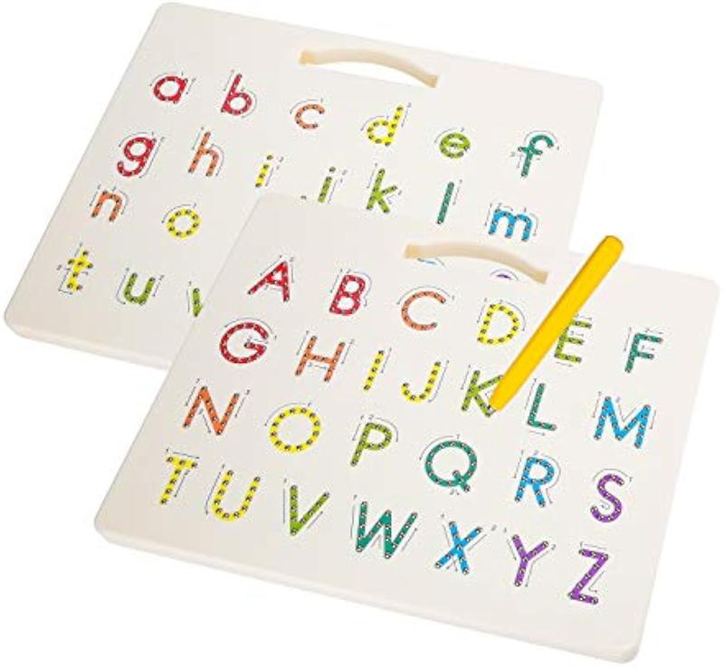 2 in 1-Double Sided Magnetic Letter Board Alphabet Magnets Tracing Board for Toddlers ABC Letters Uppercase & Lowercase Practicing Learning Education Toys，STEM toy letters learning, good for homeschooling Double Sided