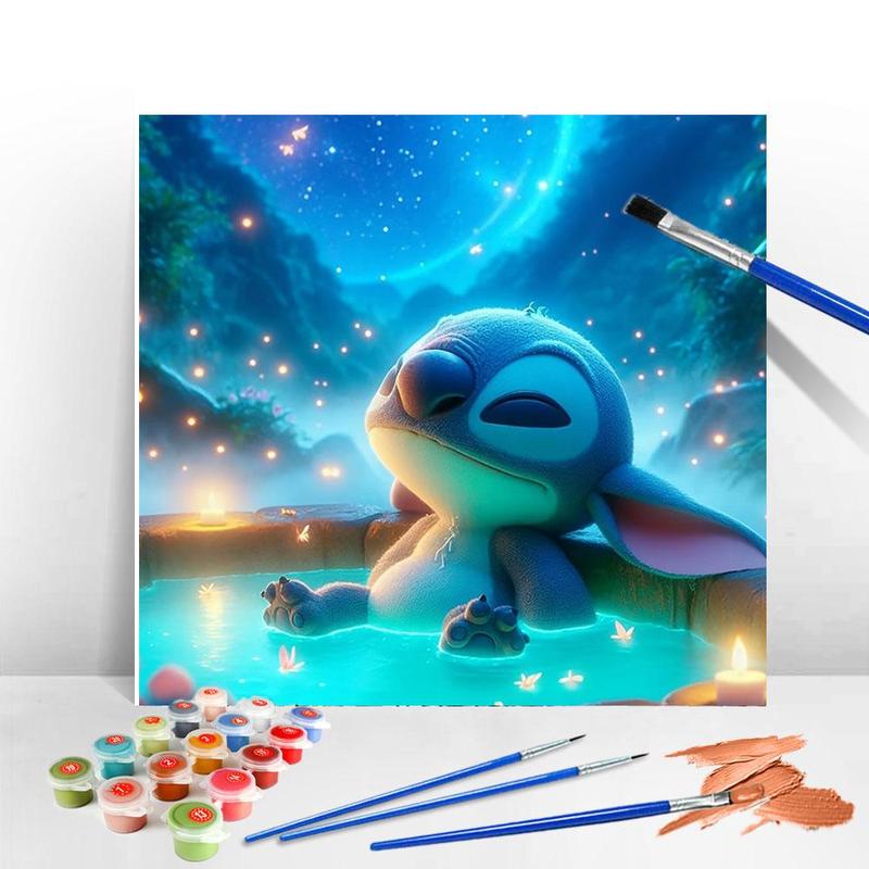 Stitch Oil Painting Kit, Acrylic Paint Kit, Cartoon Forest Room Decor DIY Gift, Digital Painting On Canvas, Painting By Numbers for Teenager