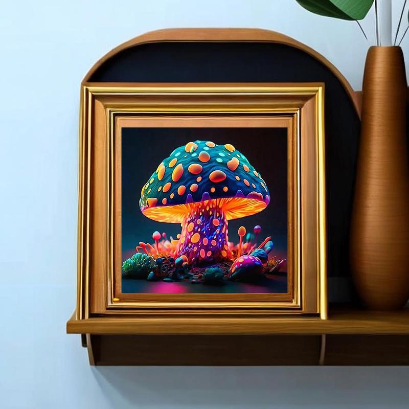 Mushroom Shaped DIY Rhinestones Arts Colorful Painting Without Frame, DIY 5D Rhinestones Art Decorative Painting Kit, Wall Art Decor For Gift