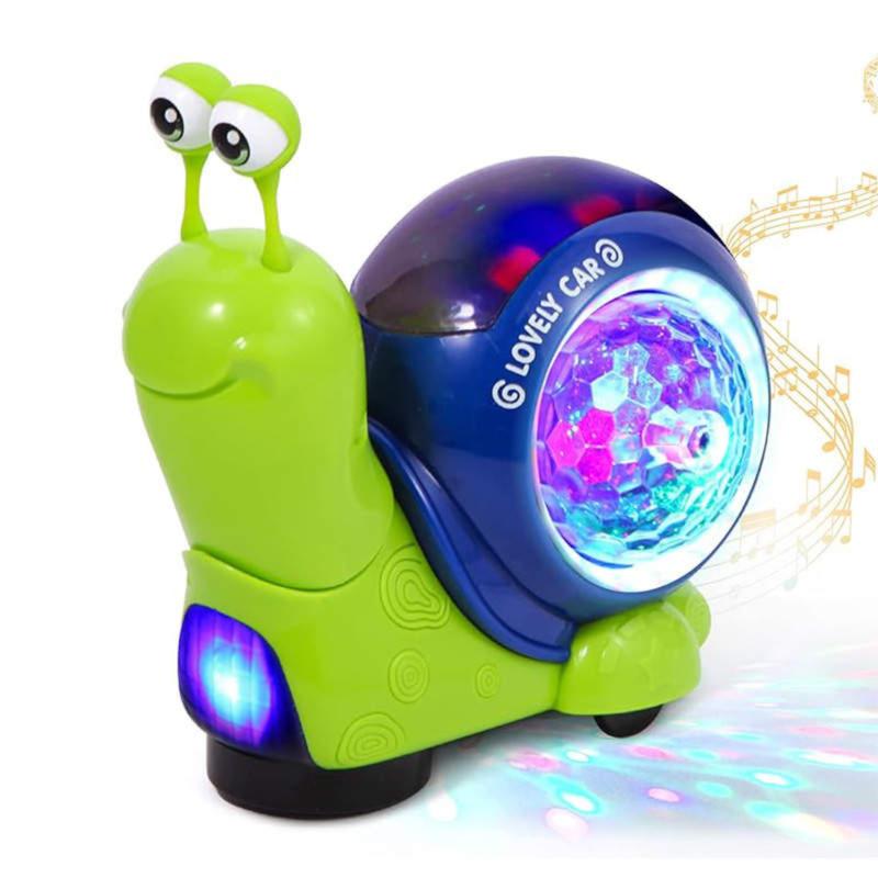 Electric Snail Toy Cute Electronic Animal Crawling Toy, Crawl Snail Design Toys, Toys with Built-in LED Light, Interactive Learning Toy