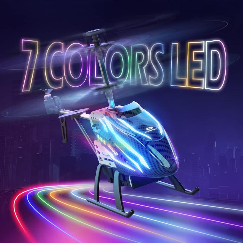 DEERC DE23 Remote Control Helicopter, RC Helicopters with 7 Colors Light, 2 Modular Battery for 24 Min Play, Altitude Hold, One Key take Off Landing, 2.4GHz Aircraft Indoor Flying Toy rc flying