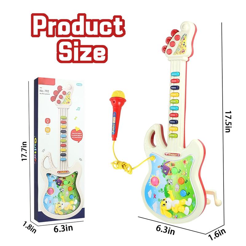 Guitar and Microphone Toys for Kids, Pretend Play Musical Instruments Educational Toys for Girls Boys, Colorful Light and Sound Gifts