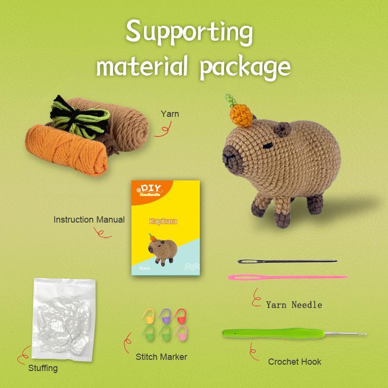 Capybara Crochet Kit, 1 Set Cute Crochet Starter Kit with Step-by-step Video Tutorials, DIY Crochet Kit for Adults, Ideal Creative Gift for Craft Lovers, Christmas Gift