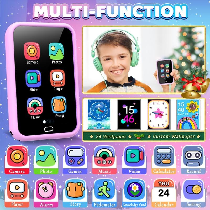 Unicorn Smart Phone Toy for Boys and Girls Age 3-8 with Dual Camera, 28 Puzzle Games, 8G TF Card, Music and Video Play, and Audible Story