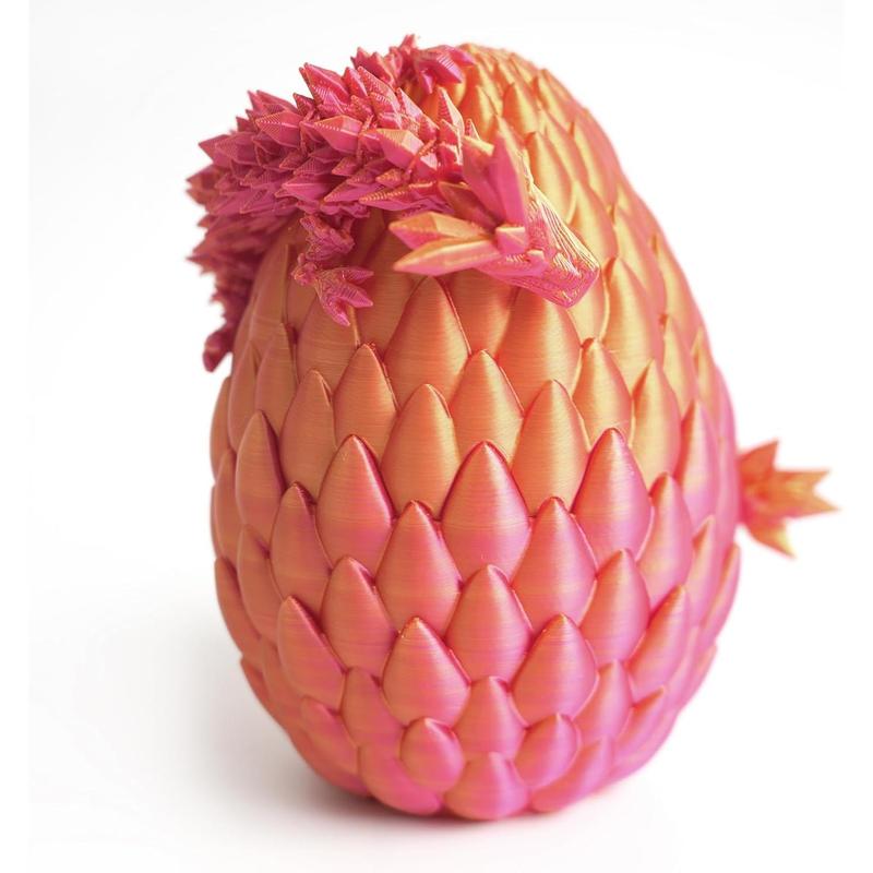 Dragon Egg- Gold - Surprise Egg with Flexible Pearly Sheen Dragon, 3D Printed Gift Toy, Figurine Decor