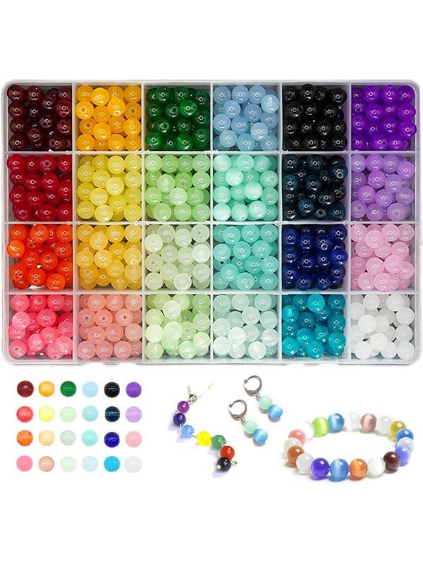 8mm Colorful Beaded Kit, 24 Color Beaded Kit, DIY Jewelry Making Supplies for Bracelet Necklace Earrings Pendant