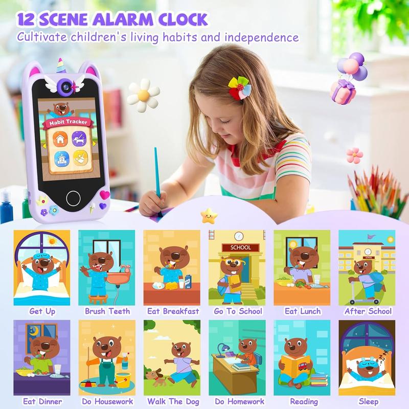 Christmas Gift Kids Smart Phone for Girls Gifts - Toddler Christmas Birthday Gift for Age 3 4 5 6 Year Old, Kids Cell Phone Toy with Touchscreen, Dual Cameras, Learning, Music Player, Games with 32 GB Card