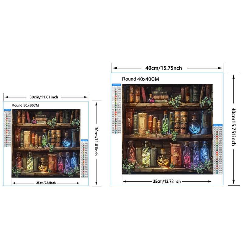 Magic Bookshelf Pattern DIY Diamond Arts Colorful Painting Kit without Frame, DIY 5D Diamond Arts Colorful Painting for Home Wall Decor