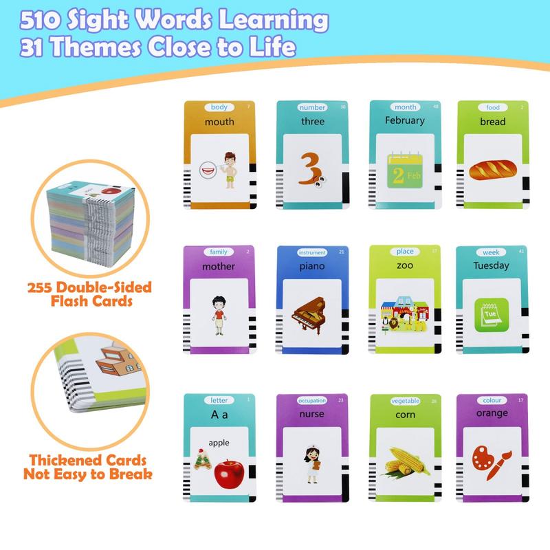 Talking Flash Cards LearningMontessori Toys for Kids with 510(Spanish&English) Words Alphabet Bilingual,kids learning flashcard reader,Autism Sensory Toys,Speech Therapy Toys, Learning Educational Toys Gifts for Age 1 2 3 4 5 Years Old Boys and Girls