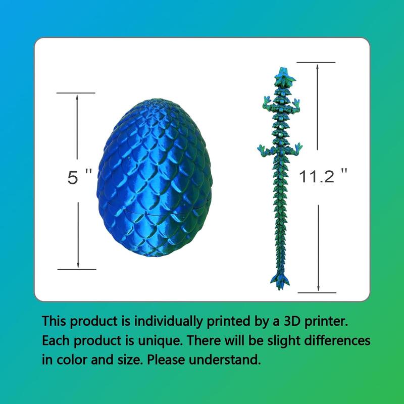 3D Printed Mystery Dragon Egg, 3D Printed Articulated Dragon Eggs with Dragon Inside, Crystal Dragon Adults Toy (Laser Green)