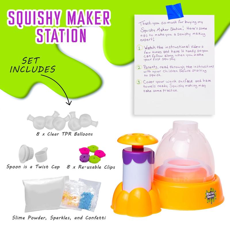 Doctor Squish- Squishy Maker Station Neon - Glow in The Dark Squishies - Decorate with Glow in The Dark Sparkles, Glow in The Dark Slime Powder & Squishies, Just Add Water to Make Your Own Slime