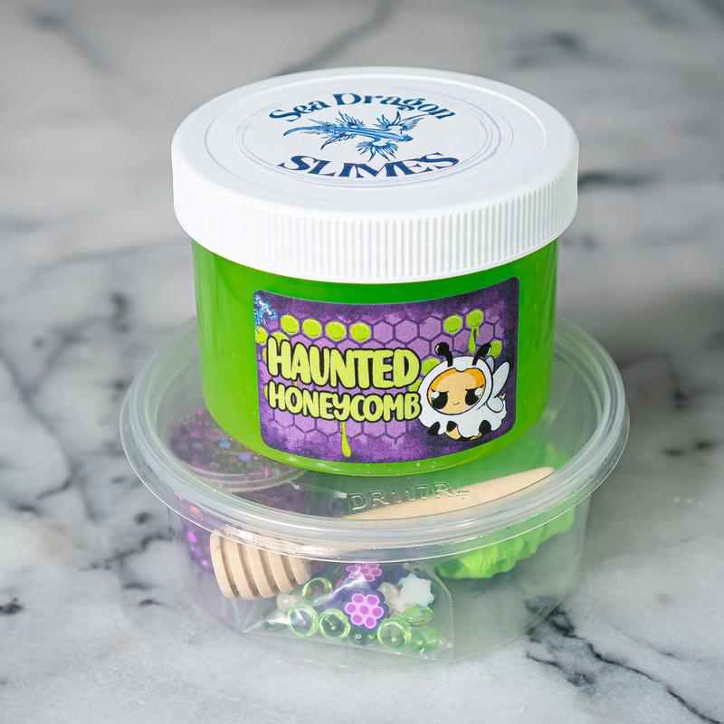 Haunted Honeycomb Slime for Halloween - DIY Clay - Sea Dragon Slimes Shop - stress reducing, sensory play, slime therapy, honey slime, Halloween gift