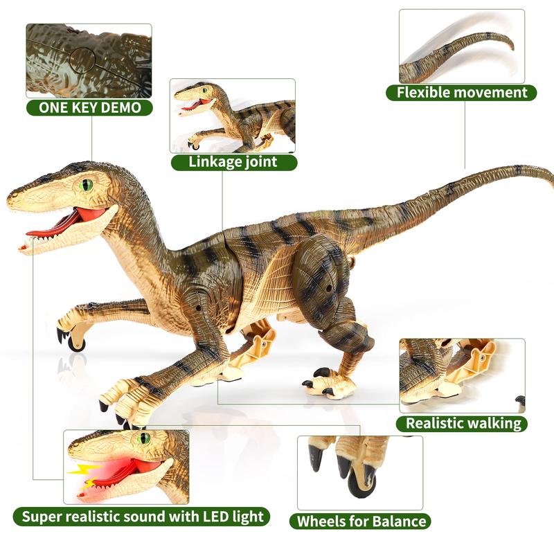 Remote Control T-Rex Dinosaur with Light & Sound–Exciting RC Spinosaurus & Walking Velociraptor Toy Set for Kids, Realistic Roars and Thrilling Action