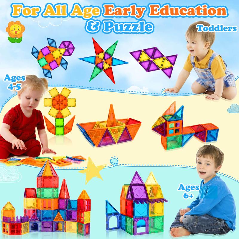 Magnetic Tiles Kids Toys, Magnetic Tiles for Kids Ages 3-5 5-7 Years Old, 3D Magnetic Building Blocks STEM Learning Construction Toys for Boys Girls