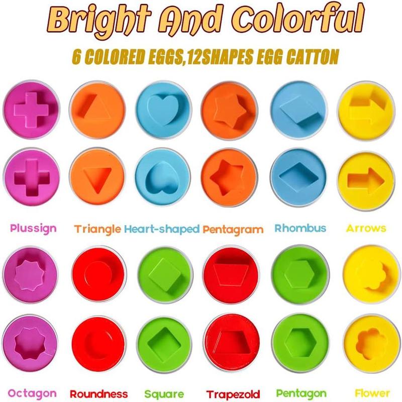 Christmas Matching Eggs Toy (1 Set), Color Shape Recogition Sorter Puzzle, Educational Fine Motor Skill Montessori Gift for Kids